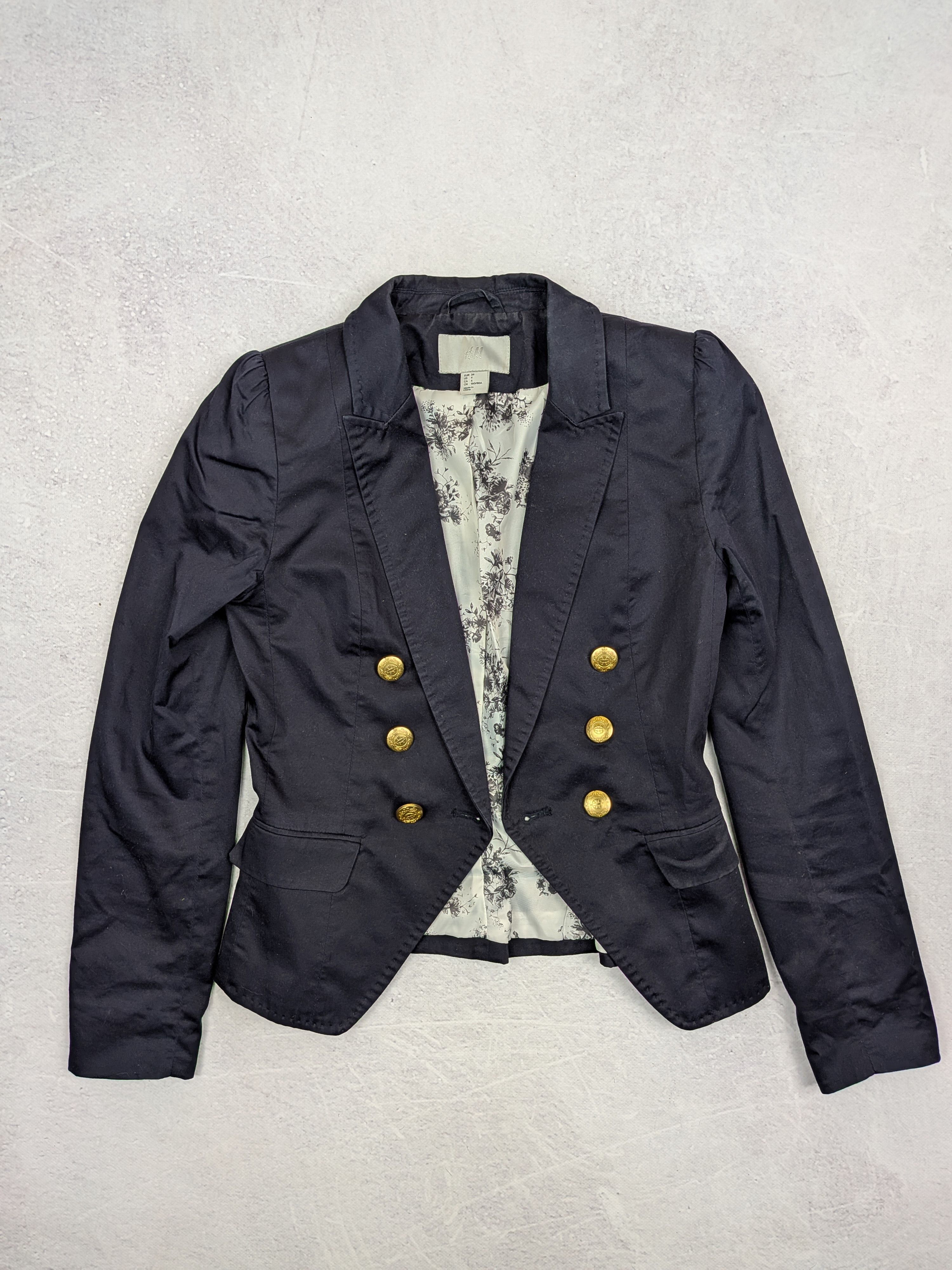 H&M H&M Navy Military Avant-garde Blazer Size 34 / XS Women Size XS / US 0-2 / IT 36-38 - 1 Thumbnail