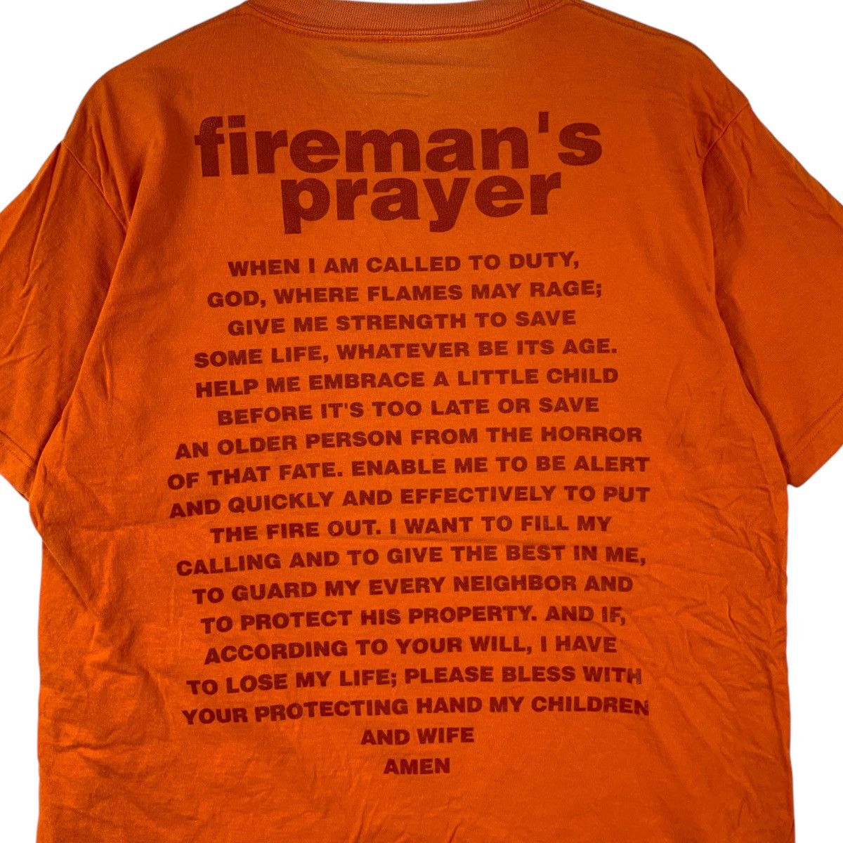 Vintage FIREMAN’S PRAYER Poem Song Unsung Hero Tee Shirt