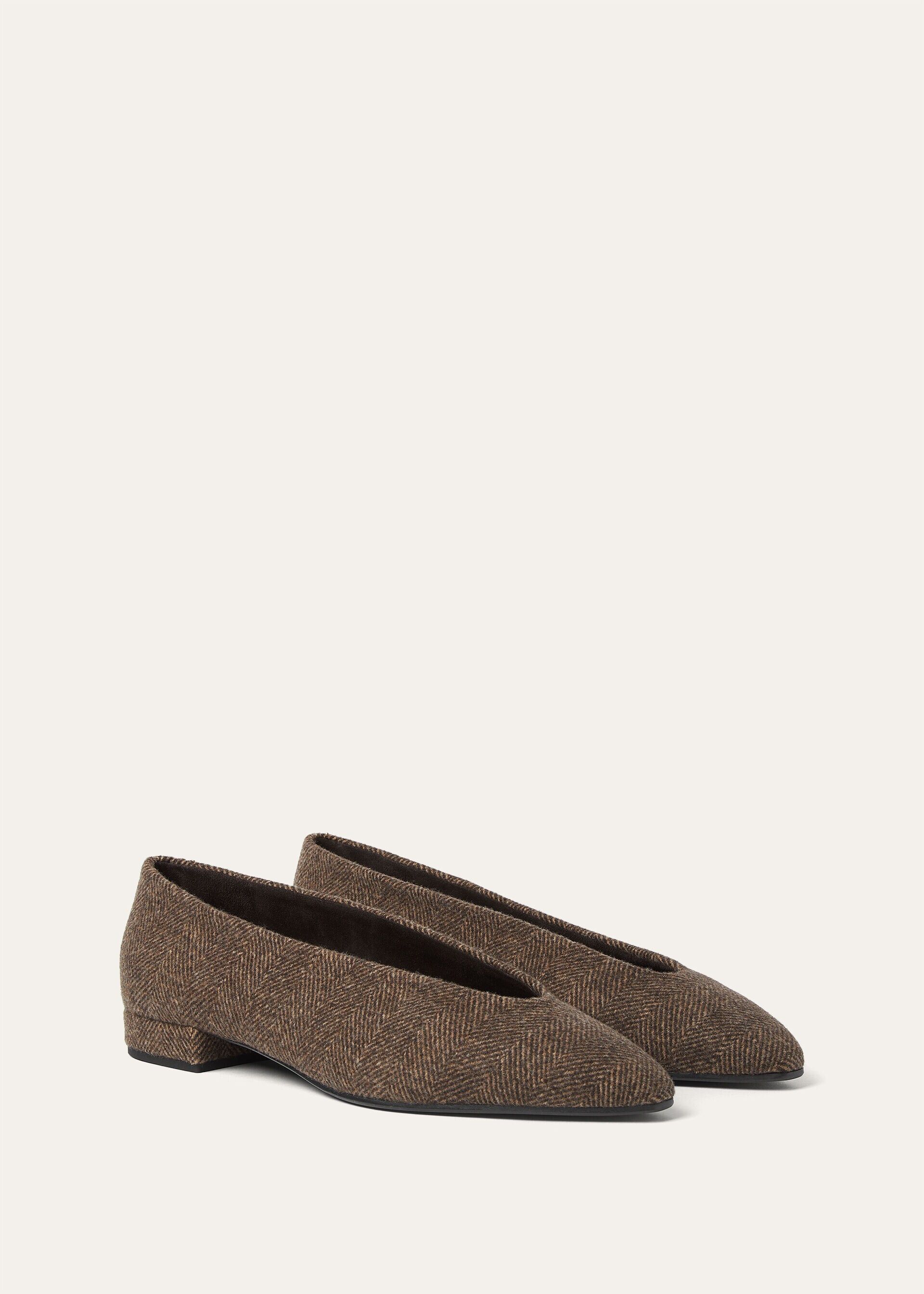 Loro Piana os11x0326 FAR1166 Rebecca Ballet Flats in Brown Chevron Size US 8 / IT 38 - 4 Thumbnail
