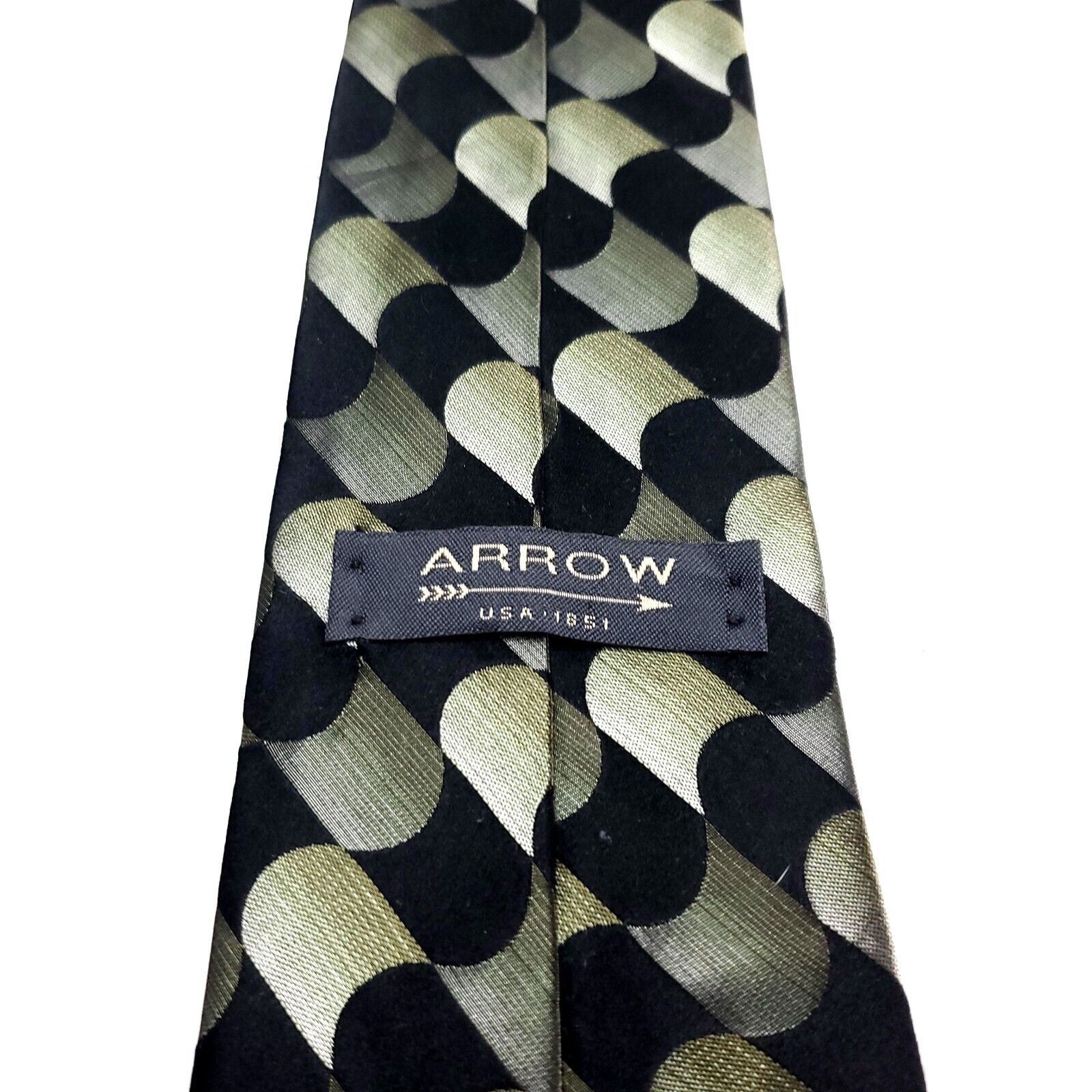 Arrow Arrow Silk Tie Black Green Woven Geometric Abstract Size ONE SIZE - 3 Thumbnail