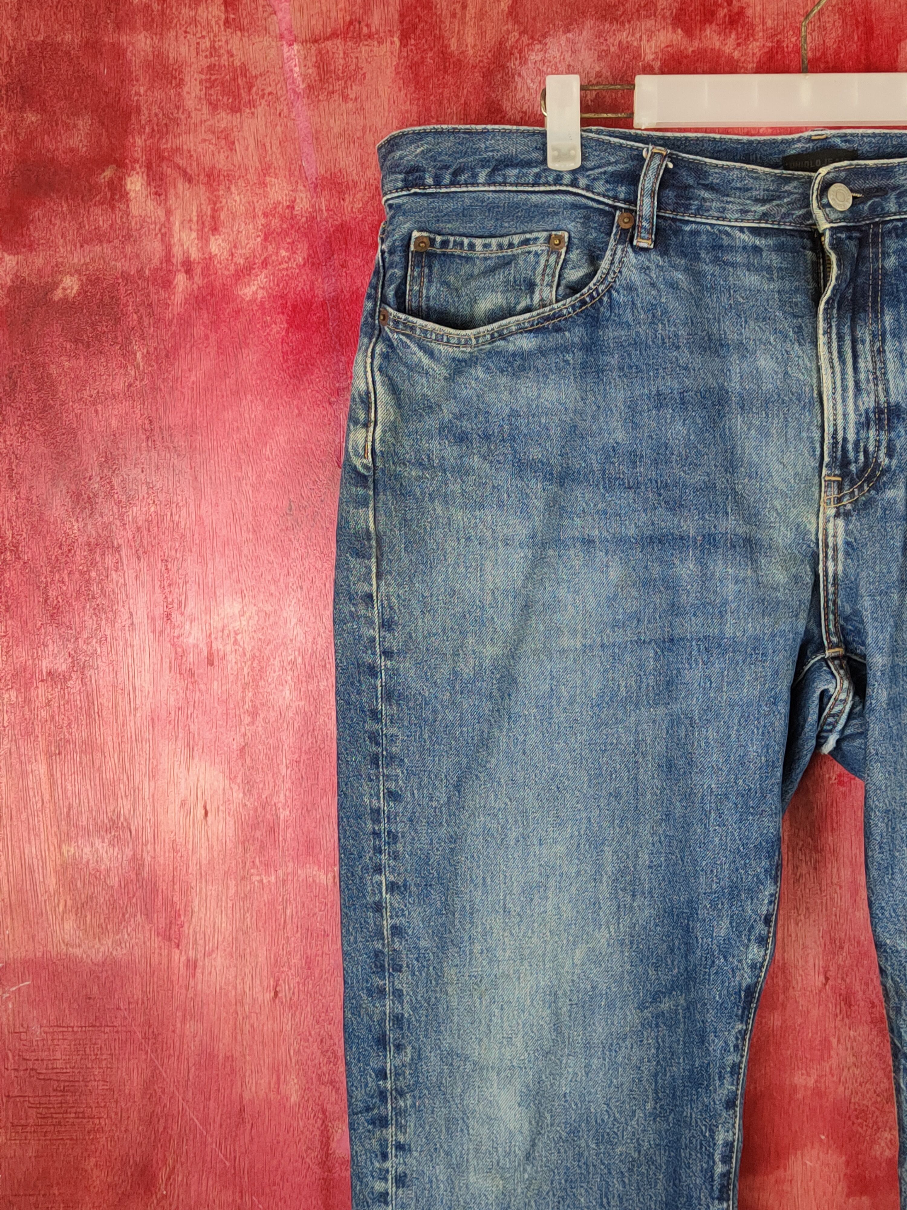 Japanese Brand Uniqlo Blue Distressed Ripped Jeans #S1692 Size US 38 / EU 54 - 3 Thumbnail