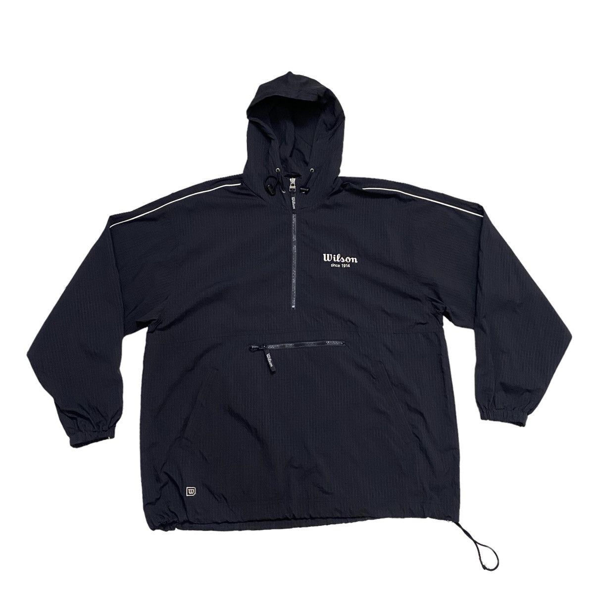 image of Vintage 90 Wilson Anorak Pullover Hoodie Half Zipper in Black, Men's (Size Large)