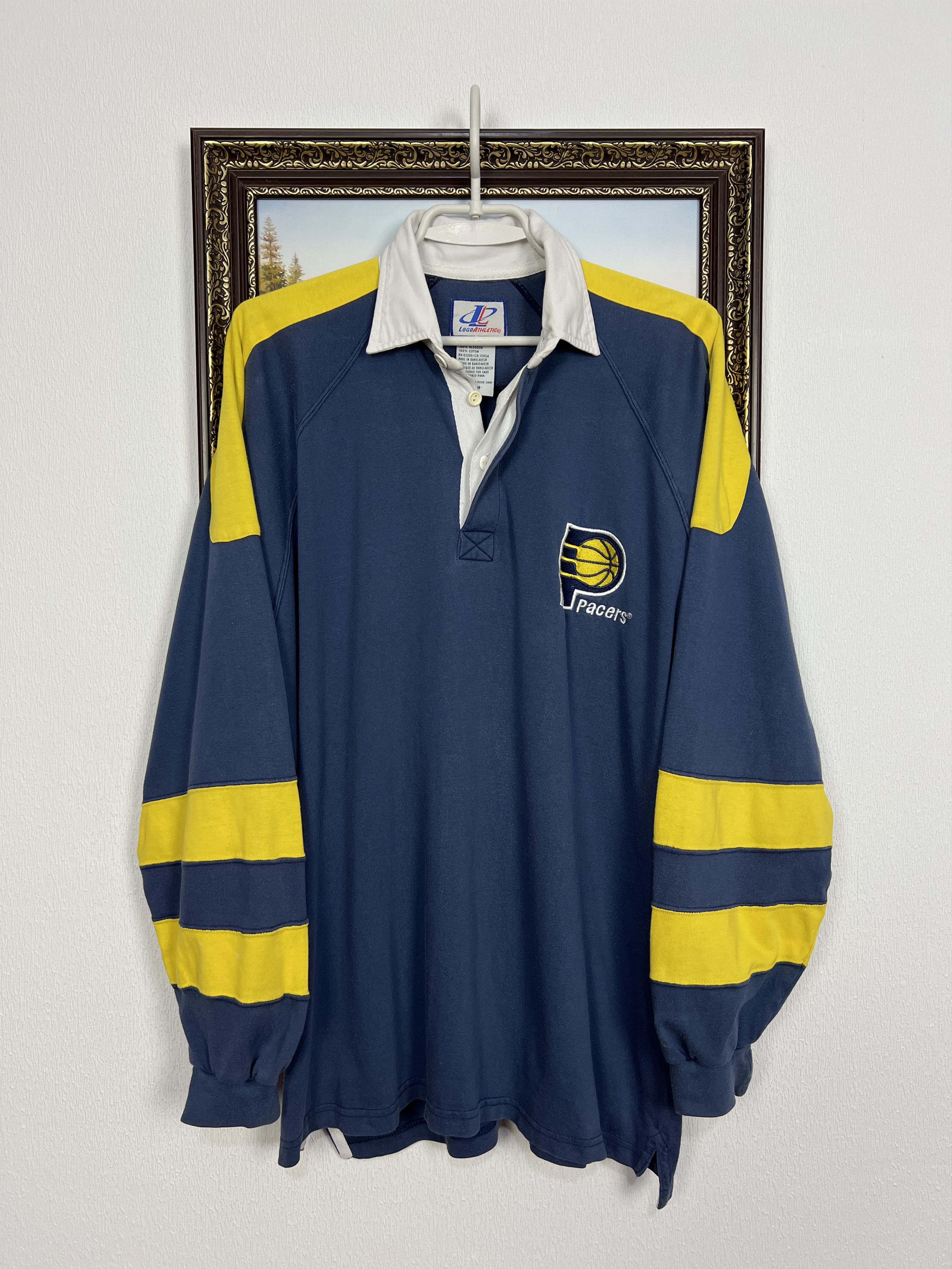 Logo Athletic Indiapa Pacers NBA Long Sleeve Jersey Blue Yellow Sweatshirt Size US M / EU 48-50 / 2 - 1 Thumbnail