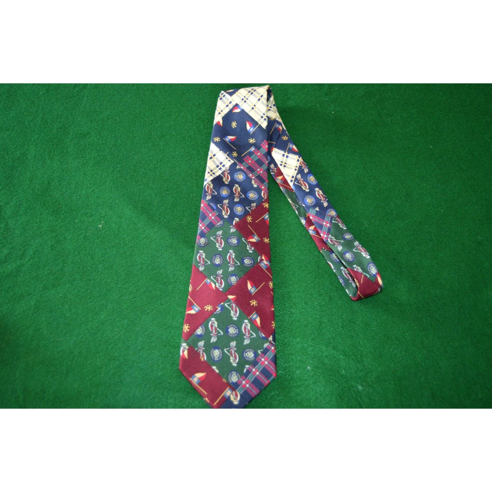 Tommy Hilfiger Tommy Hilfiger Men's Tie Multicolor Golf Italian Silk USA Tie Geometric Pattern, 100% Silk, Multicolor, Golf, USA, Mens Size ONE SIZE - 6 Thumbnail