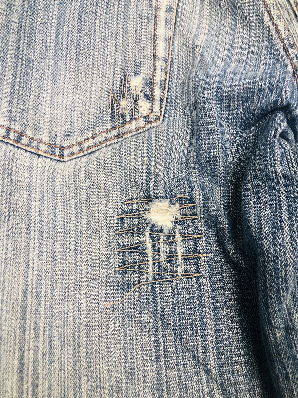 Japanese Brand Mulkul Jeans Y2K Distressed Baggy Denim (38) Size US 30 / EU 46 - 16 Thumbnail