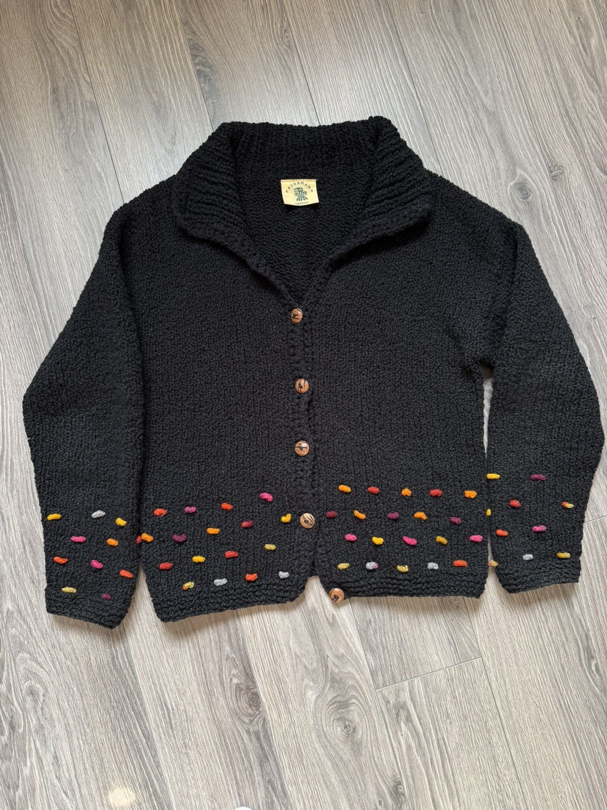 Other Vintage Pachamama pure wool hand knit cardigan sweater Size L / US 10 / IT 46 - 1 Thumbnail