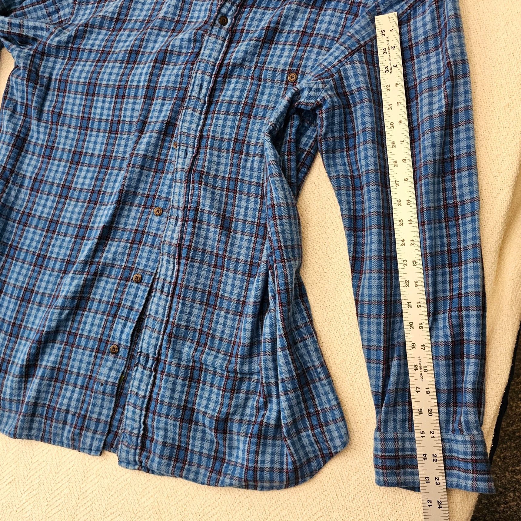 Orvis Orvis Flannel Shirt Mens XL Plaid Blue Button Up Pocket Heavyweight Suede Elbows Size US XL / EU 56 / 4 - 6 Thumbnail