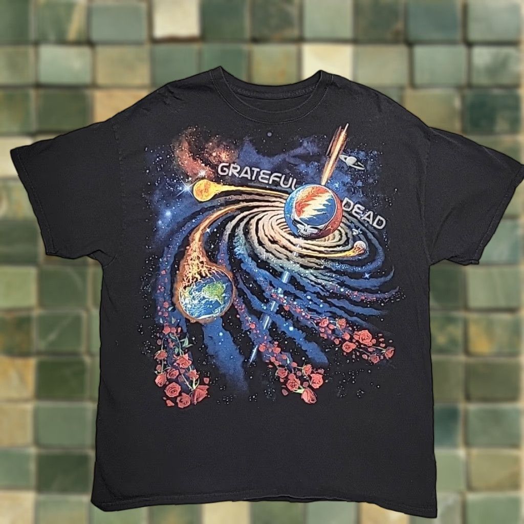 Vintage VINTAGE Grateful Dead Shirt Men XL Black Psychodelic Space Roses Band Concert Crewneck T Size US XL / EU 56 / 4 - 1 Thumbnail