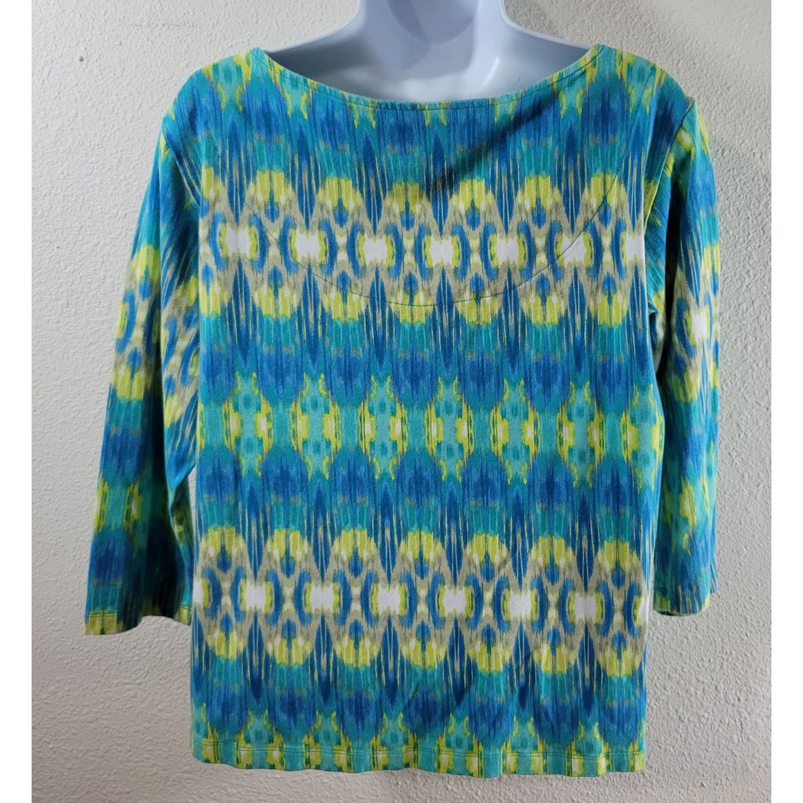 Other Ruby Rd. Blue Yellow White Abstract Print V Neck Top Large Size L / US 10 / IT 46 - 3 Thumbnail