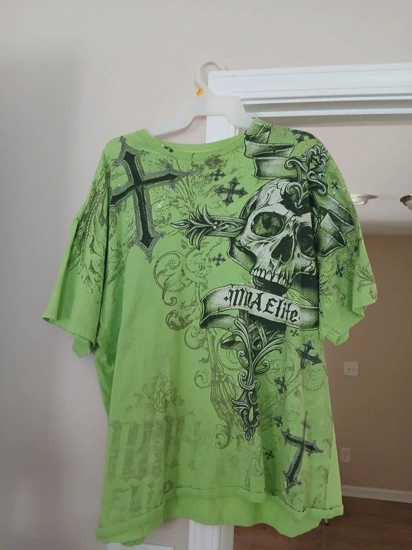 Affliction mma elite affliction cross skull green short sleeved t-shirt Size US XXL / EU 58 / 5 - 1 Preview