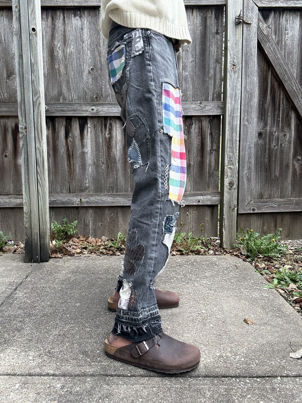 Abercrombie & Fitch Custom Rework A&F Loose Fit Jeans - Patchwork and Sashiko Size US 30 / EU 46 - 2 Thumbnail