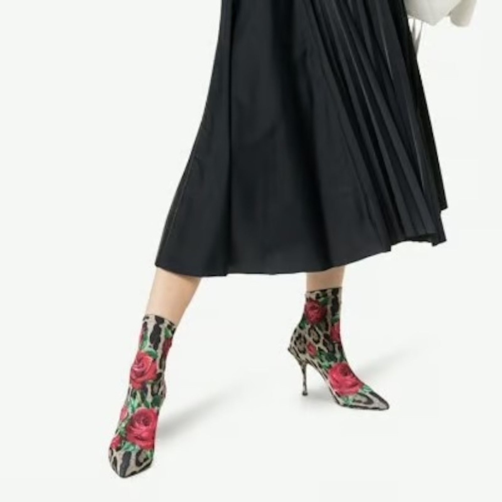 Dolce & Gabbana Dolce & Gabbana Leopard Rose Print Stretch boot Tan Red 35.5 Size US 5.5 / IT 35.5 - 7 Thumbnail