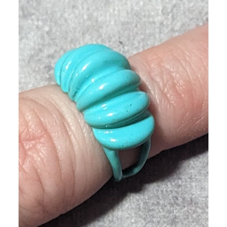 Other Mermaidcore Blue Scalloped Metal Enamel Coated Ring Size 5 Size ONE SIZE - 12 Thumbnail