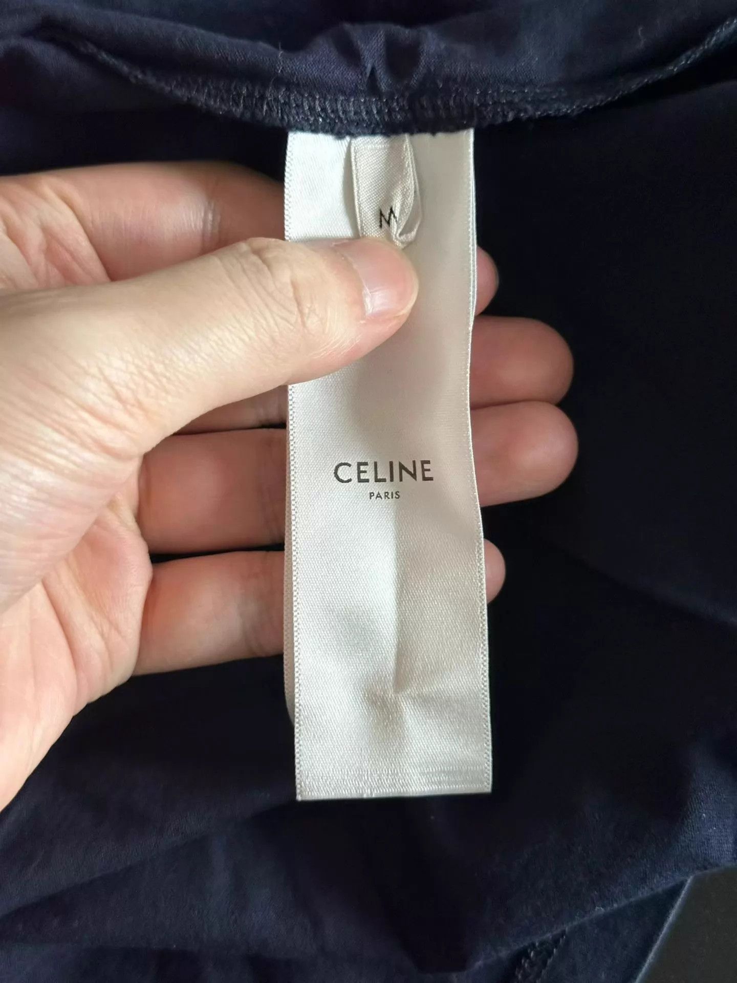 Celine CELINE Navy Blue Logo Short Sleeve M (New) Size M / US 6-8 / IT 42-44 - 3 Thumbnail