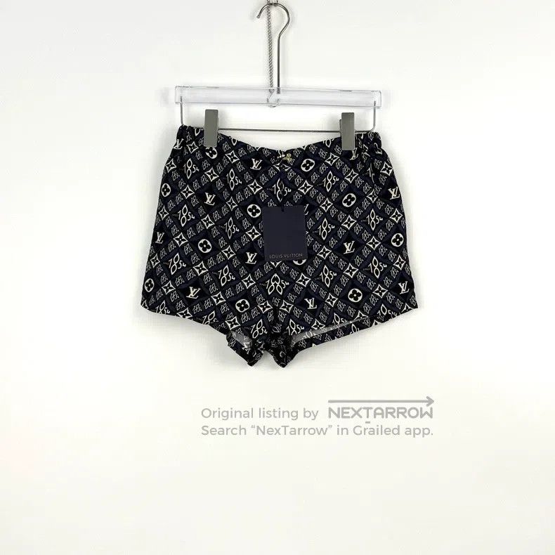Louis Vuitton Louis Vuitton Blue full logo mulberry silk shorts Size US 36 / EU 52 - 3 Thumbnail