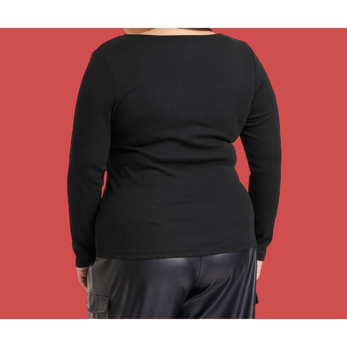 Other A New Day - Women's Long Sleeve Slim Fit T-Shirt - Black - X Size XXL / US 16-18 / IT 52-54 - 2 Thumbnail