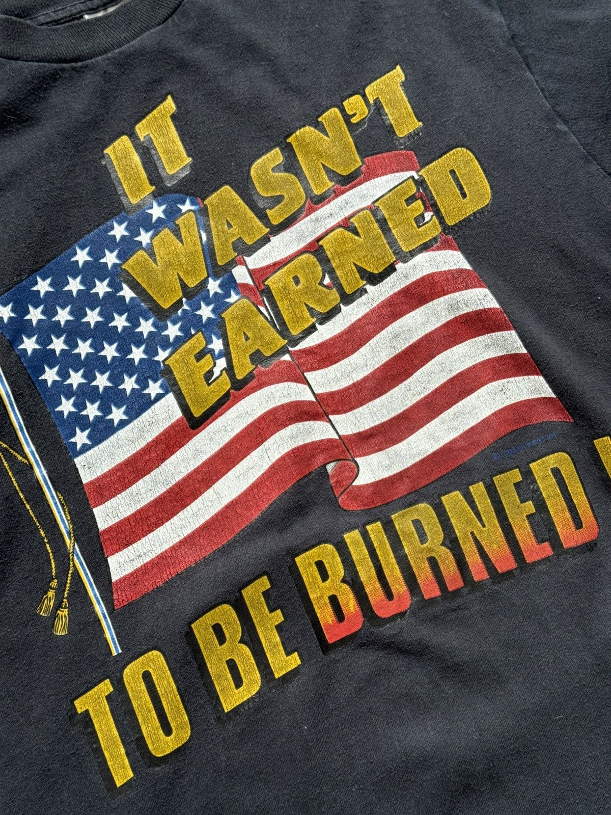 Fruit Of The Loom × Vintage 90s Vintage Fruit rare tee It wasn’t Earned To Be Burned Size US XL / EU 56 / 4 - 7 Thumbnail