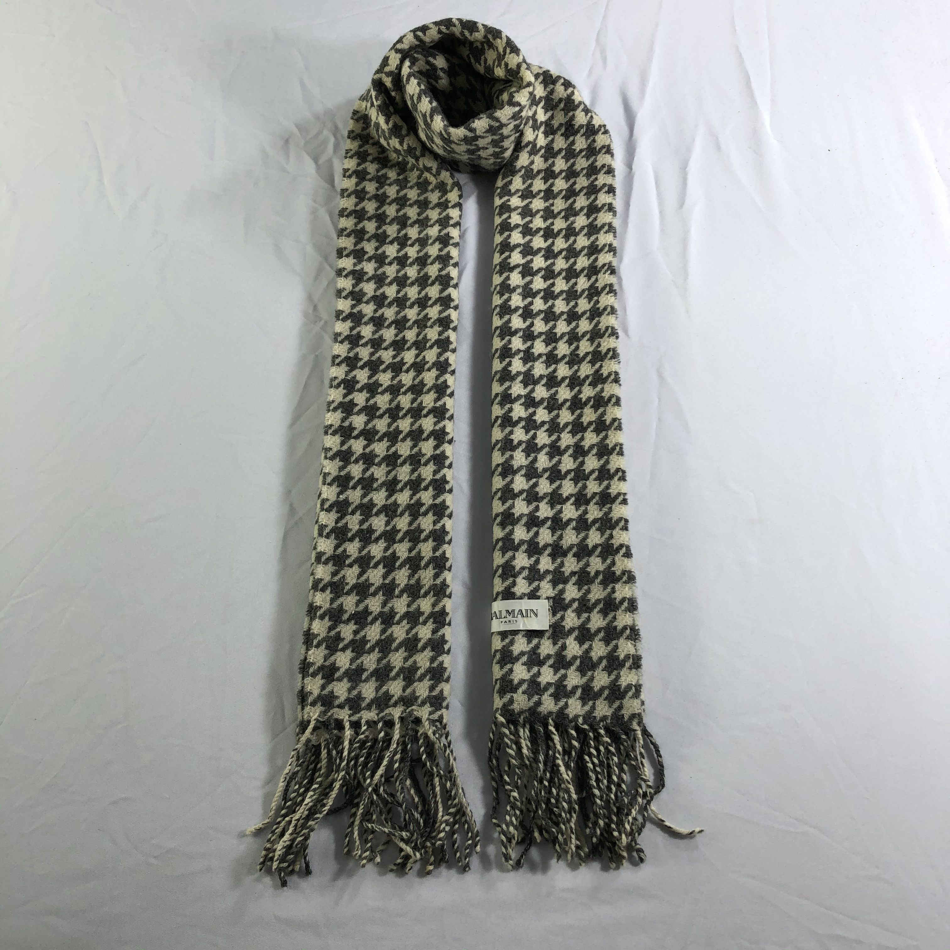 Balmain Houndstooth Cashmere Scarf Muffler Neckwear V2407