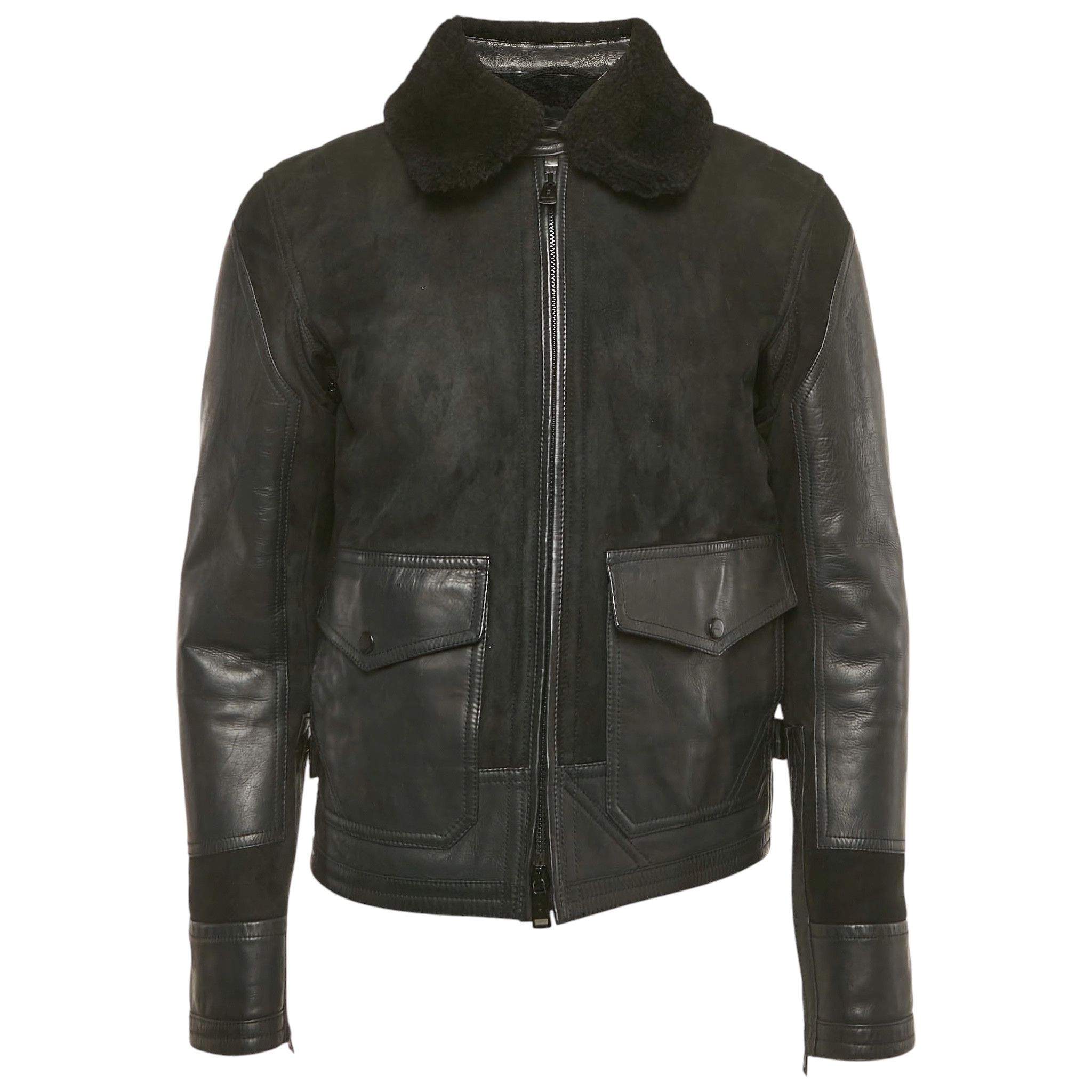 Ralph Lauren Black Label LAMB FUR SHEARLING CALFSKIN SUEDE LEATHER BOMBER JACKET Size US S / EU 44-46 / 1 - 1 Thumbnail