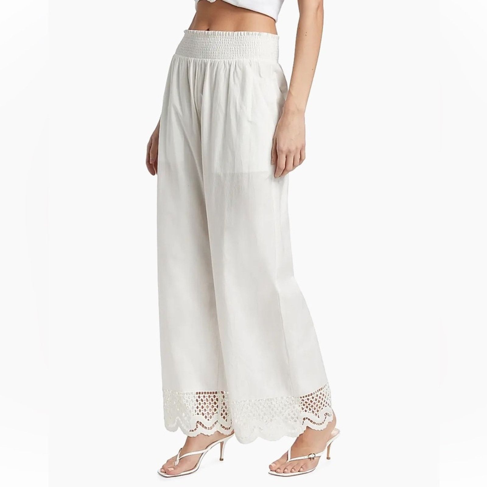 Rails Rails $178 Henrik White Cotton Scalloped Hem Pants Small EUC Size 24" / US 00 / IT 34 - 10 Thumbnail