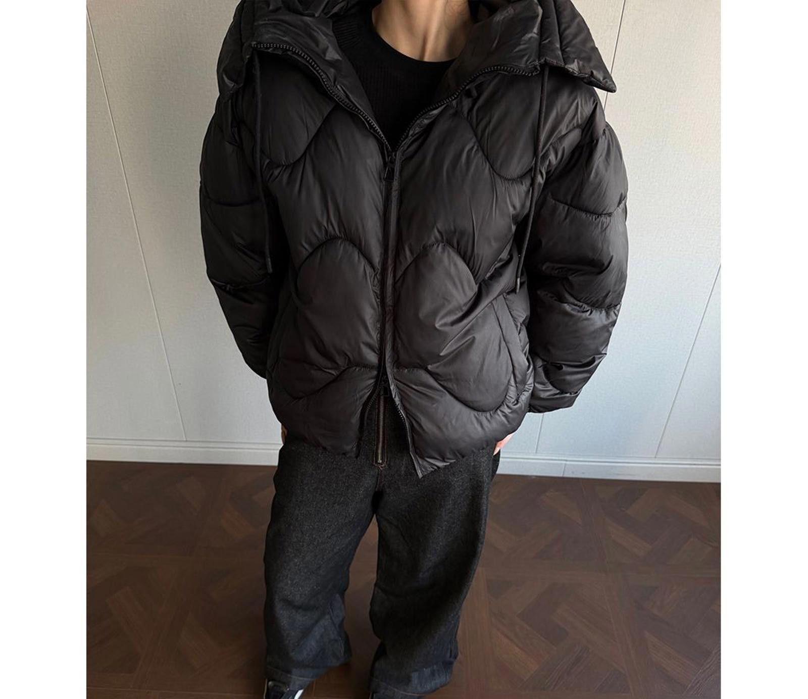 Japanese Brand Black Quilted Puffer Jacket, Men's Hooded Winter Coat Size US L / EU 52-54 / 3 - 2 Thumbnail