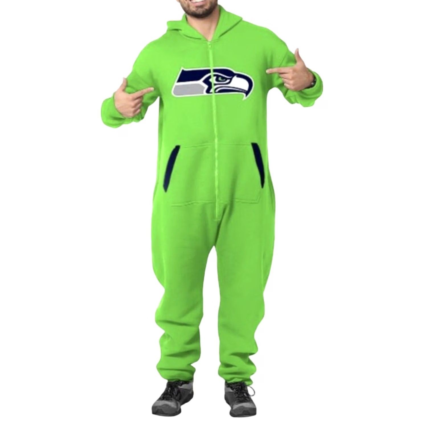 NFL NFL Team Apparel Seattle Seahawks Football Green Fleece One Piece Jumpsuit Mens XS Size US XS / EU 42 / 0 - 2 Thumbnail