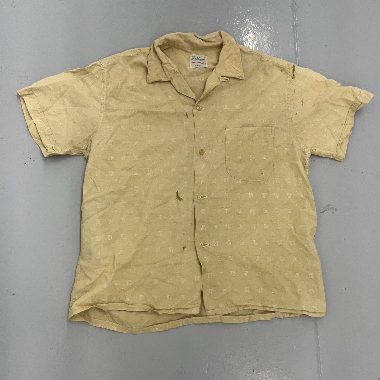 Other Vintage 50s Pelham Yellow Pattern Cotton Loop Collar Size US M / EU 48-50 / 2 - 1 Thumbnail