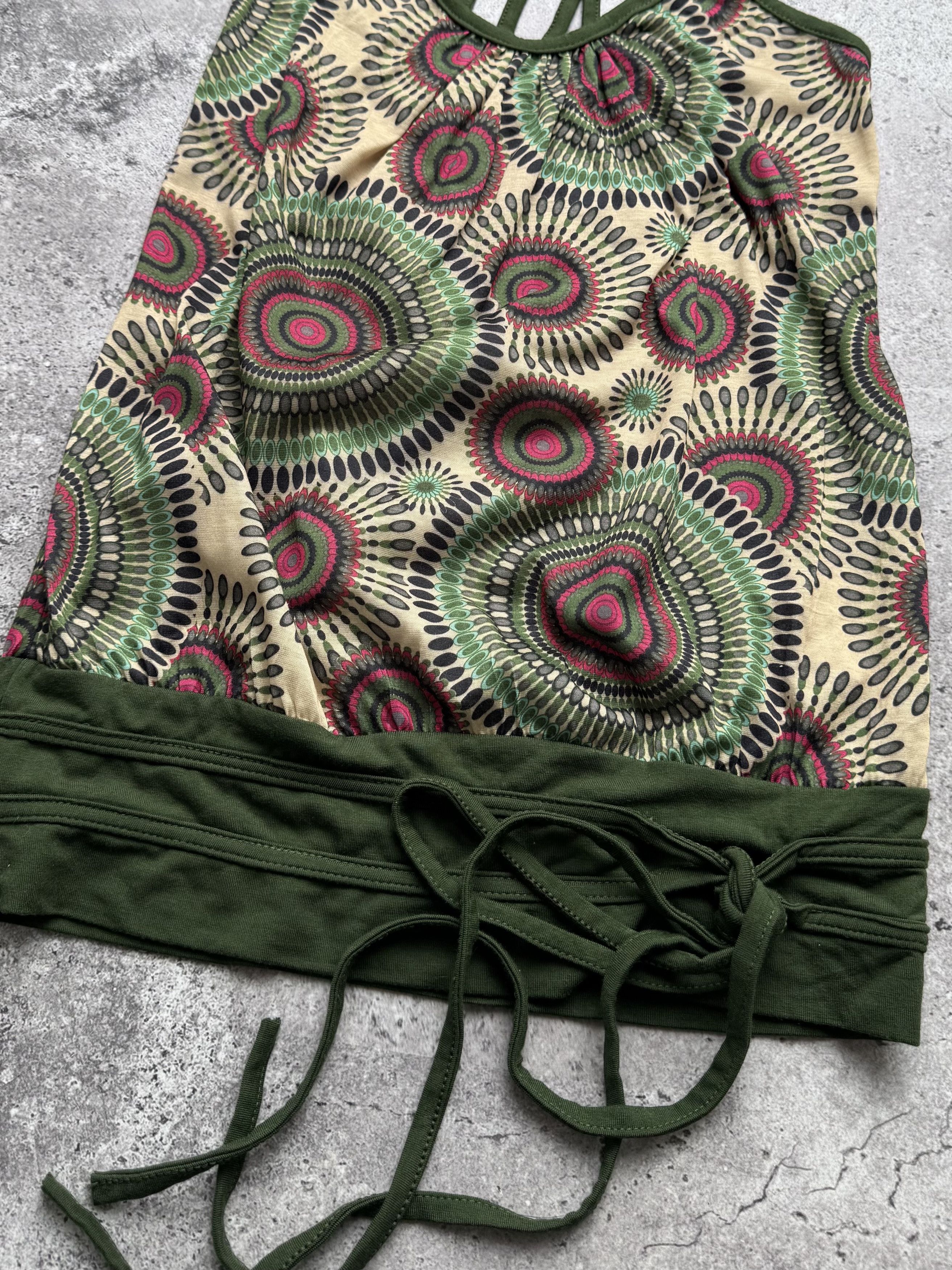 Vintage Vintage Boho Tank Top Strappy Back Tie Waist Abstract Print Size XS / US 0-2 / IT 36-38 - 2 Thumbnail