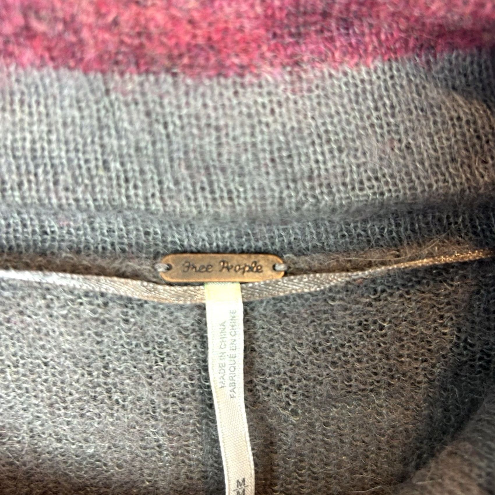 Free People Free People Sweater Womens M Cowl Neck Alpaca Blend Stripes Gray Soft Fall Size M / US 6-8 / IT 42-44 - 6 Thumbnail