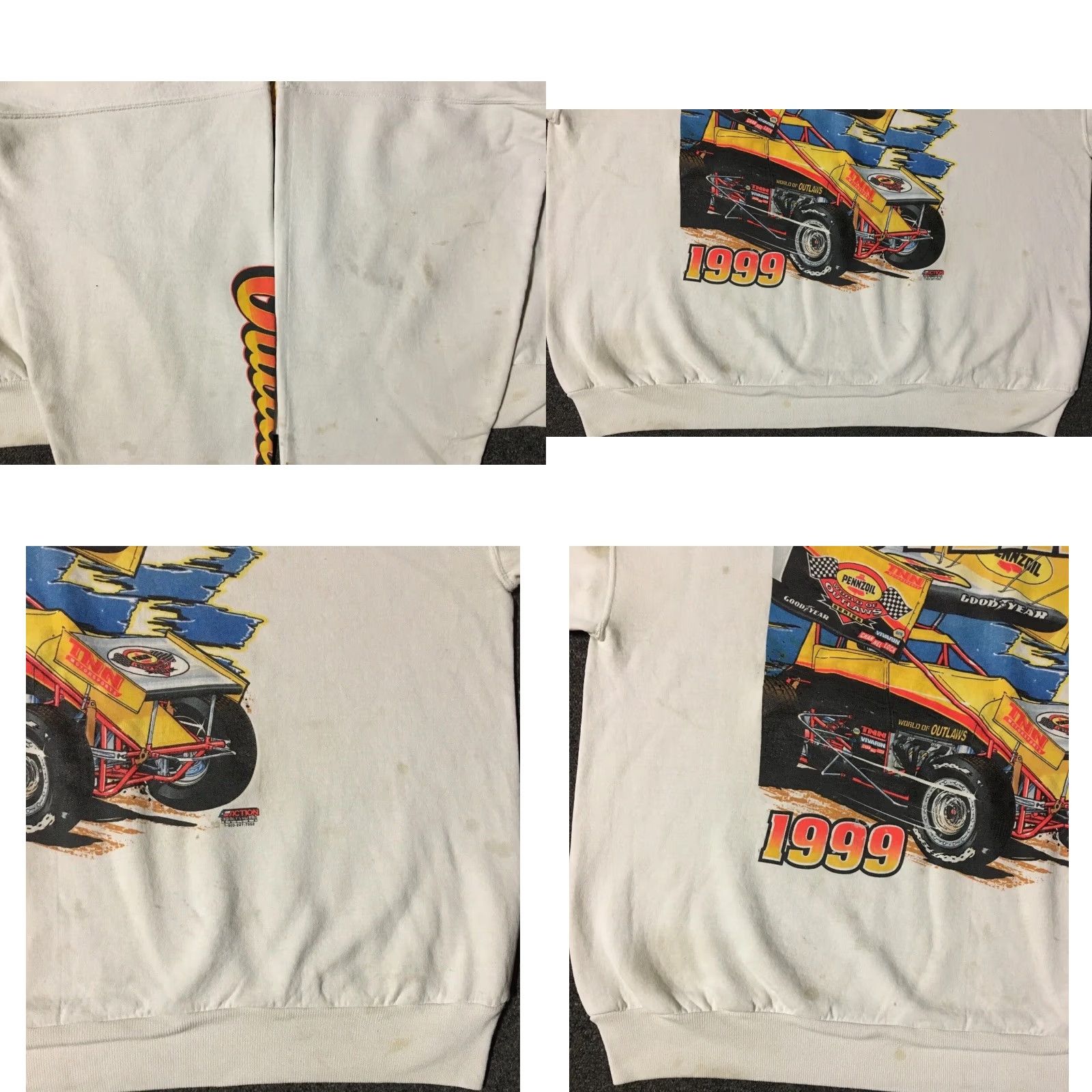 Vintage Vtg 90s World Of Outlaws Race Faded Distress AOP Sweatshirt 3X NASCAR Car Grunge-Shirt Mens 3XL White Racing Boxy Pullover Size US XXL / EU 58 / 5 - 8 Thumbnail