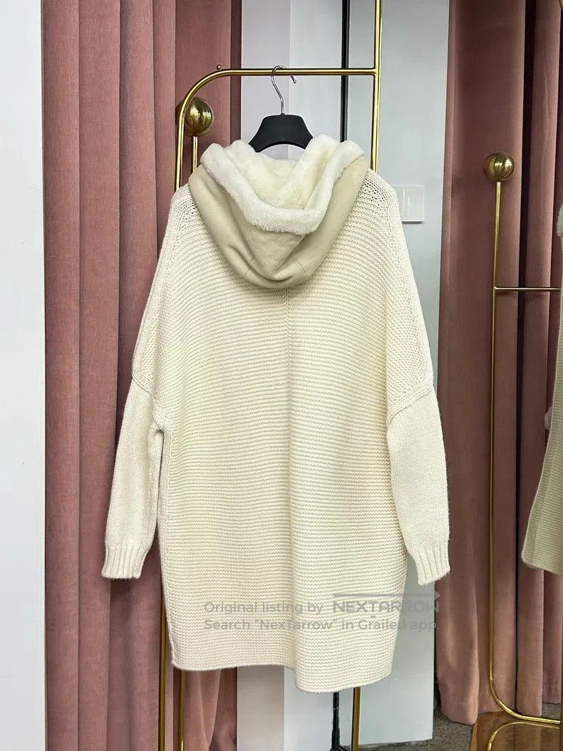 Loro Piana Loro Piana White fur and cashmere hooded jacket Size S / US 4 / IT 40 - 3 Thumbnail