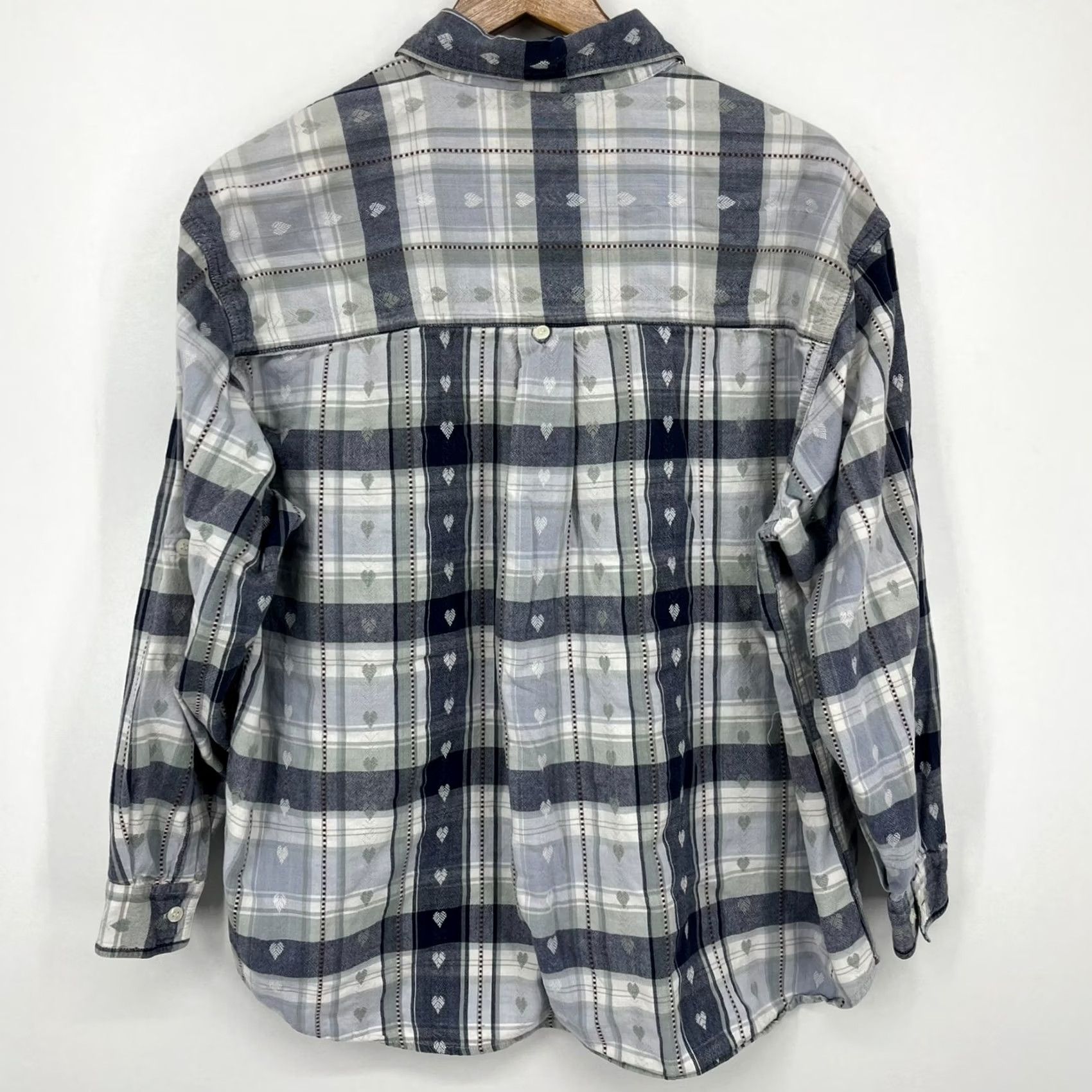 Vintage CST Blues Button-Up Shirt Womens 2X Blue Plaid Cotton Long Sleeve Size XXL / US 16-18 / IT 52-54 - 6 Thumbnail