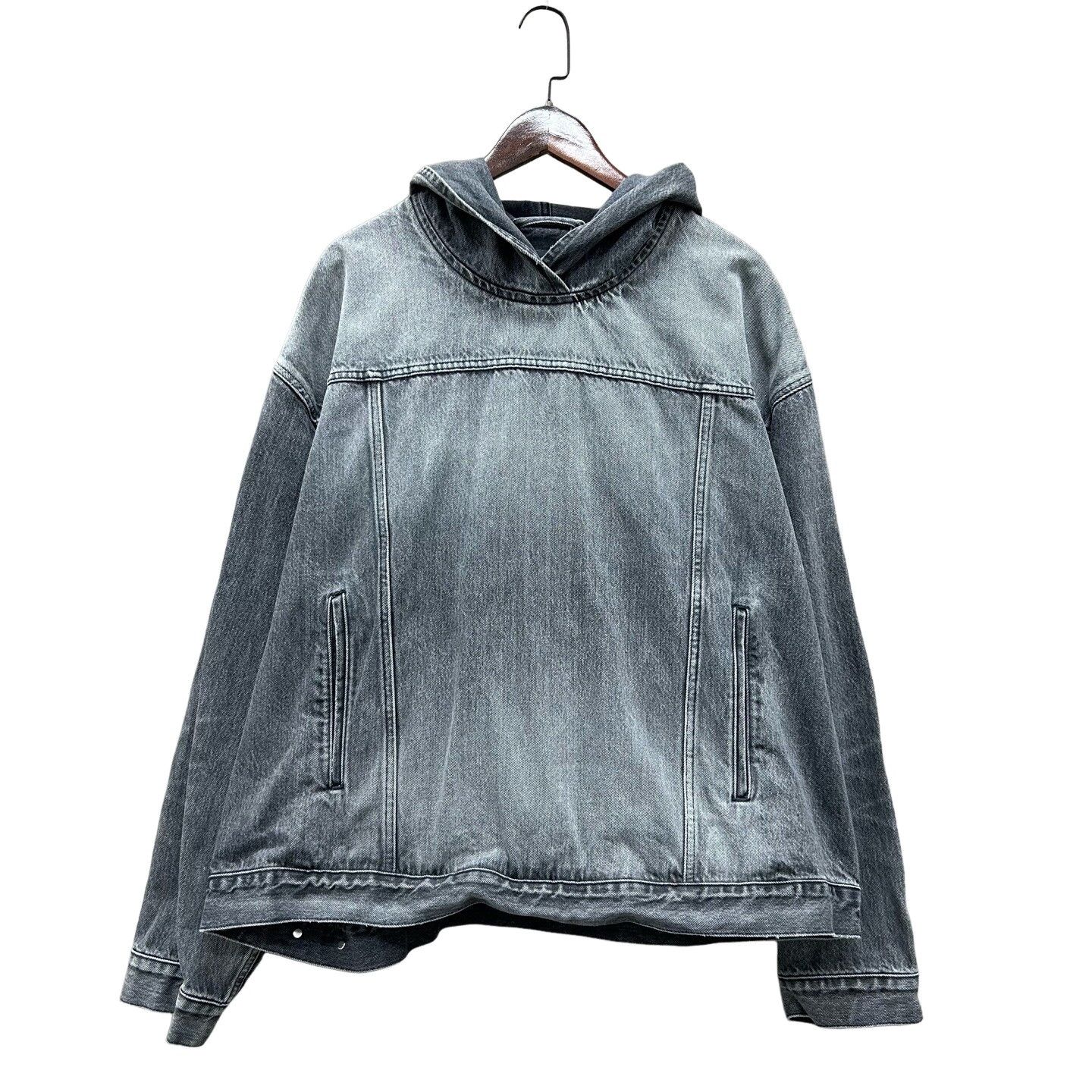 Balenciaga Balenciaga Grey Denim Hoodie Size L Size US L / EU 52-54 / 3 - 1 Thumbnail