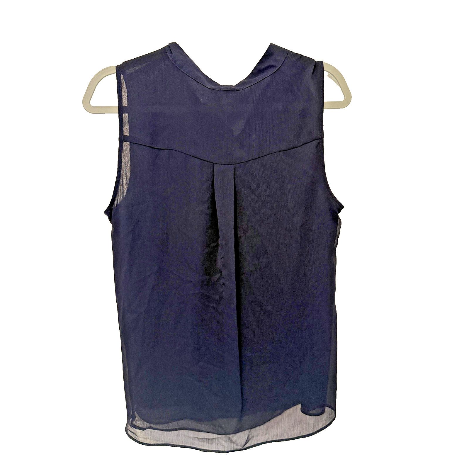 Tommy Hilfiger Tommy Hilfiger Blouse Women LG Navy Sleeveless Chiffon Top Size L / US 10 / IT 46 - 5 Thumbnail