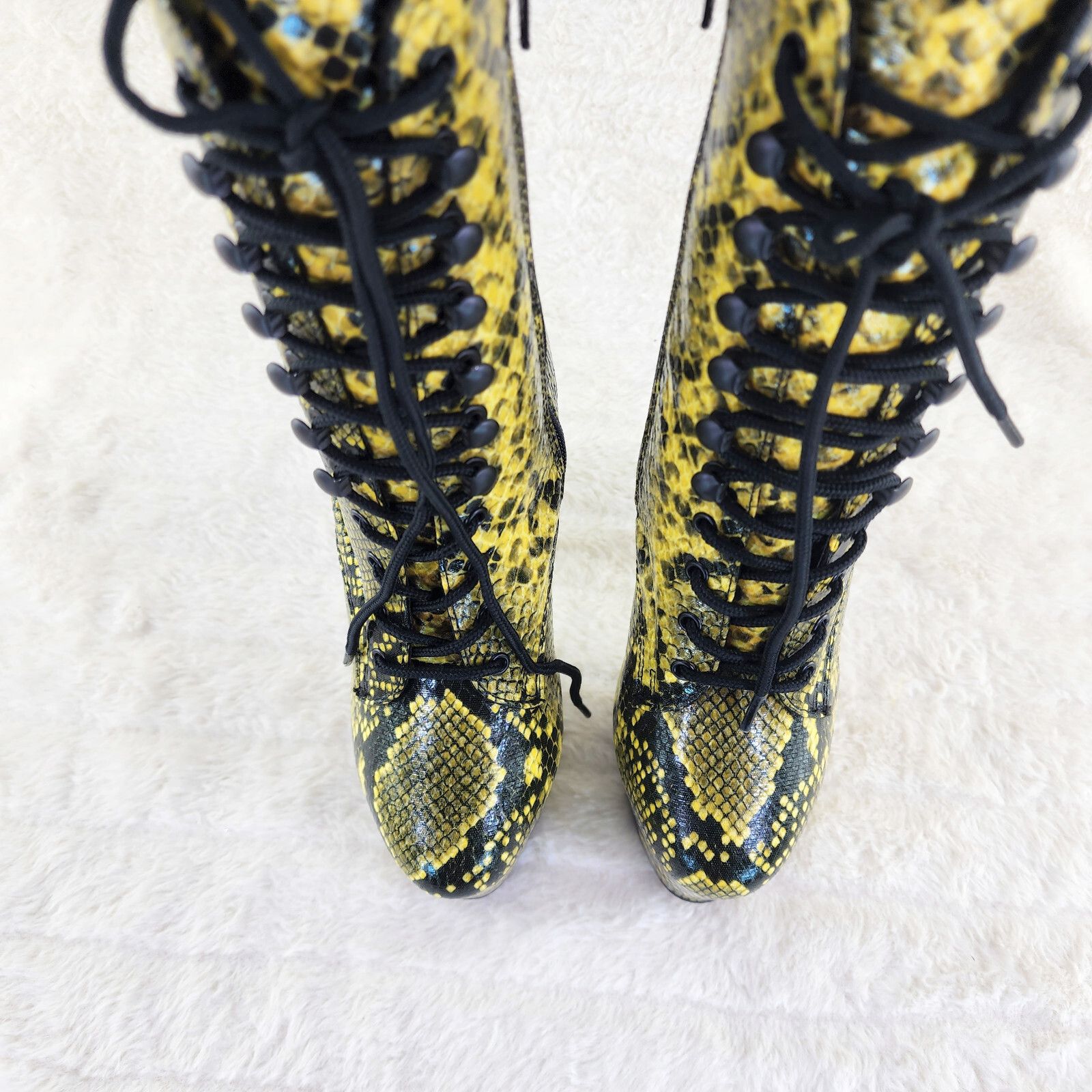 Other Adore 1020SP Yellow Snake Print 7" High Heel Platform Ankle Size US 9 / IT 39 - 5 Thumbnail