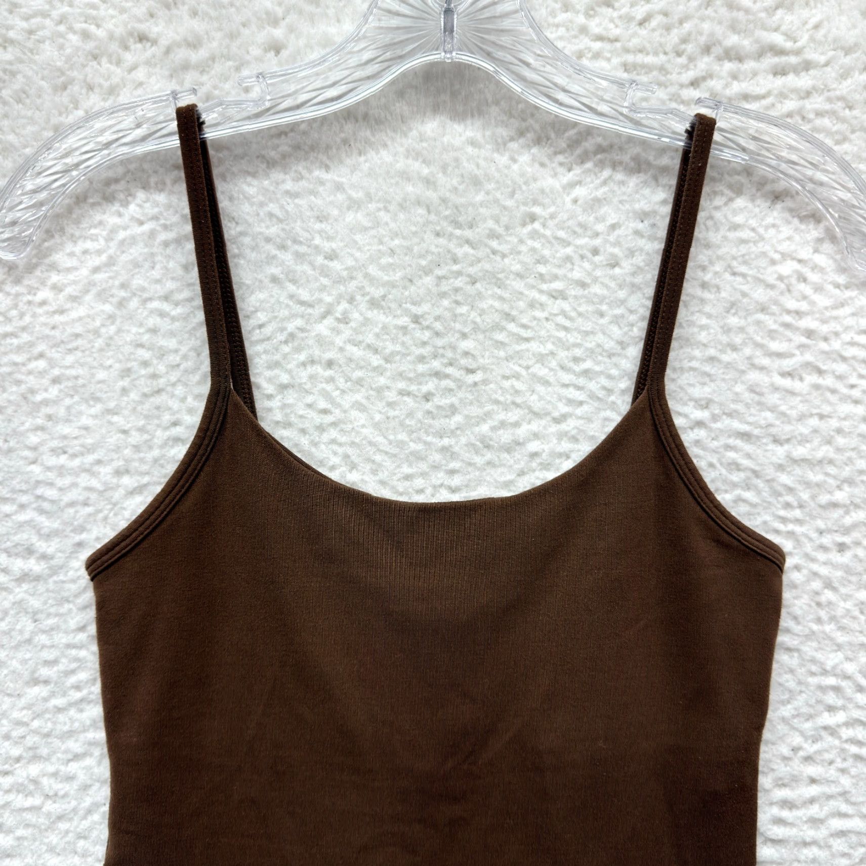 Vintage VINTAGE Y2K Camisole Tank Top Small Brown Stretch Built-in-Bra Boho Fairy Grunge Size S / US 4 / IT 40 - 3 Thumbnail