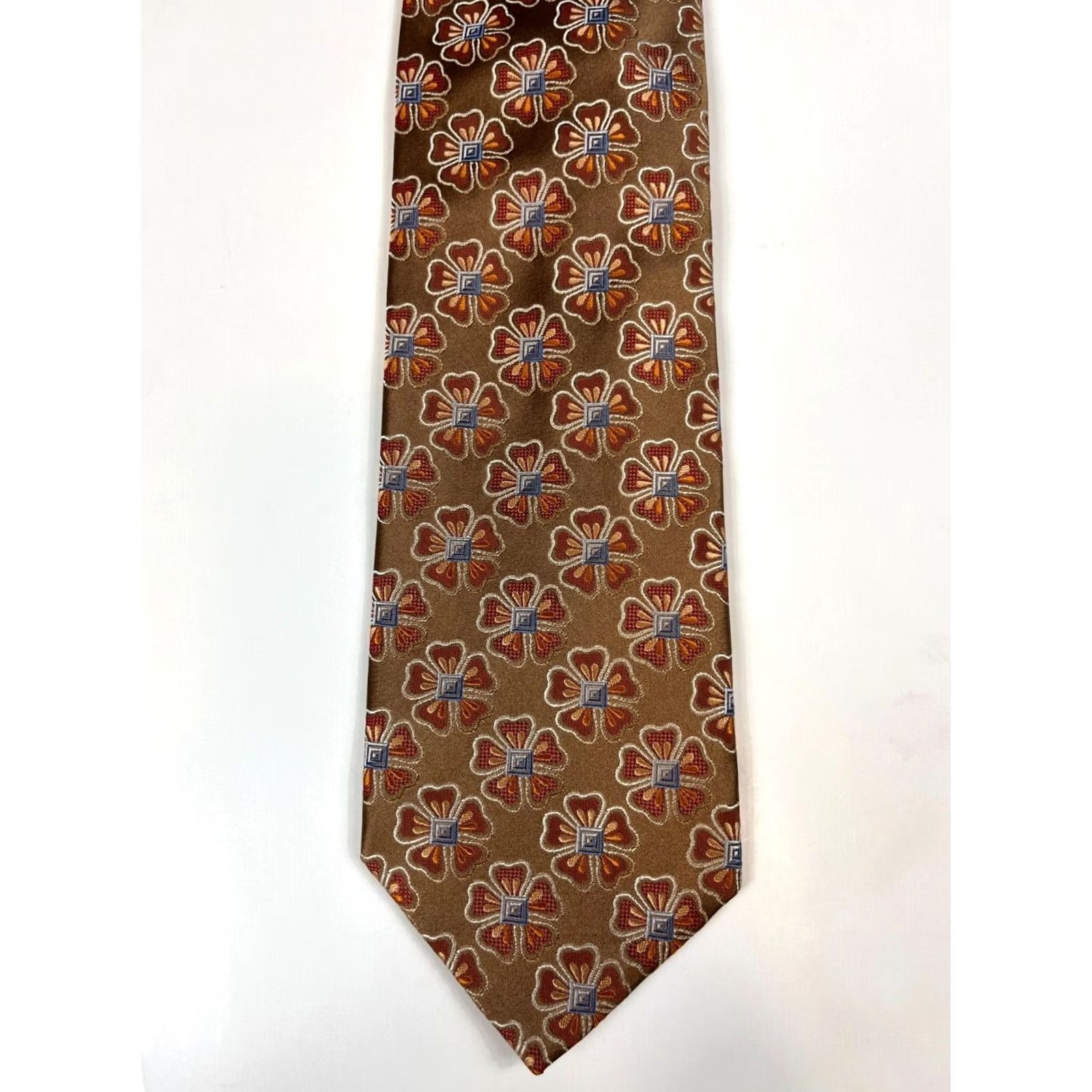 Ermenegildo Zegna VINTAGE Ermenegildo Zegna Silk Tie Floral Men’s Designer Wide 59" Copper Silk Made in Italy Size ONE SIZE - 4 Thumbnail