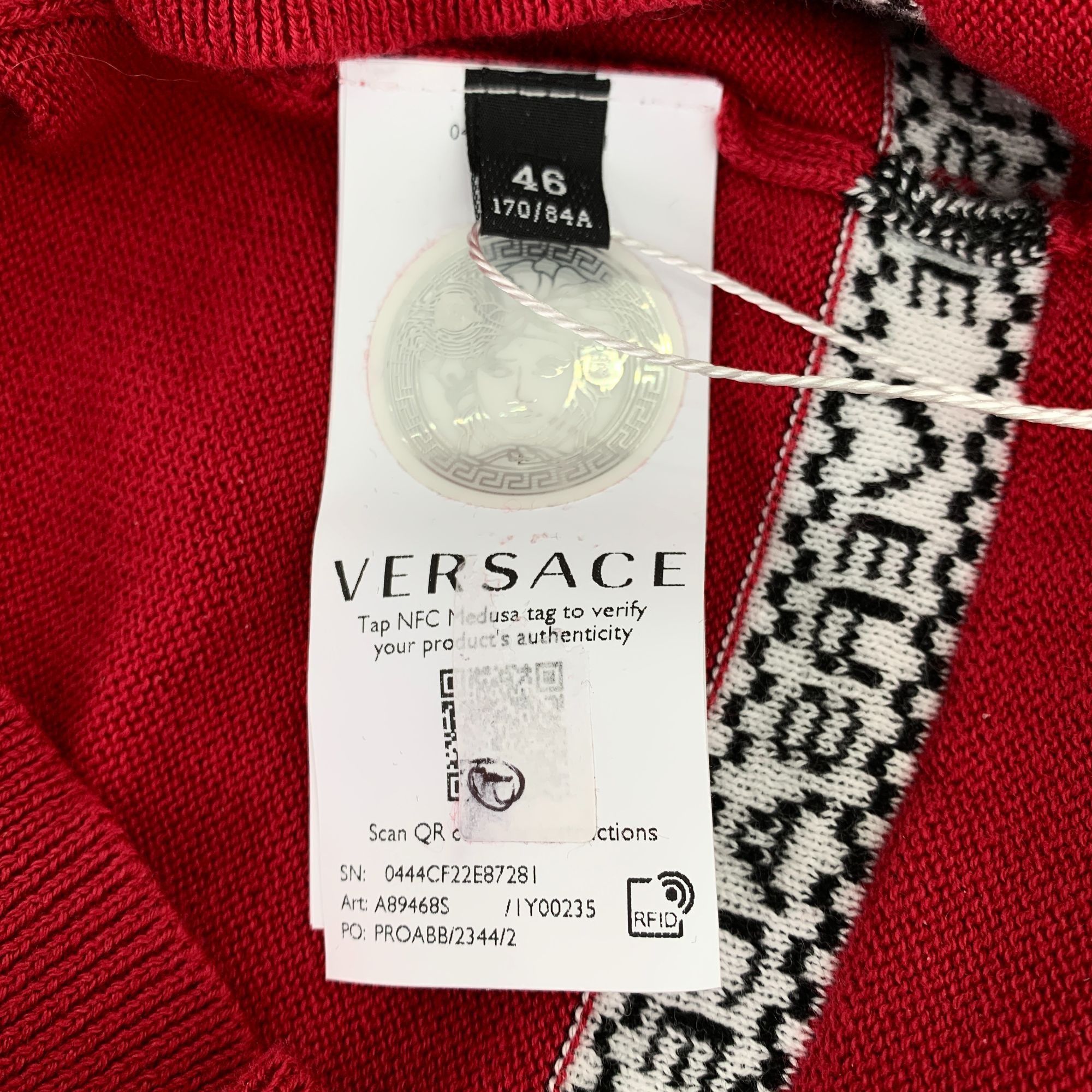 Versace Versace Red Logo Striped Crew Neck Sweater 46 S Long Sleeve Size S / US 4 / IT 40 - 3 Thumbnail