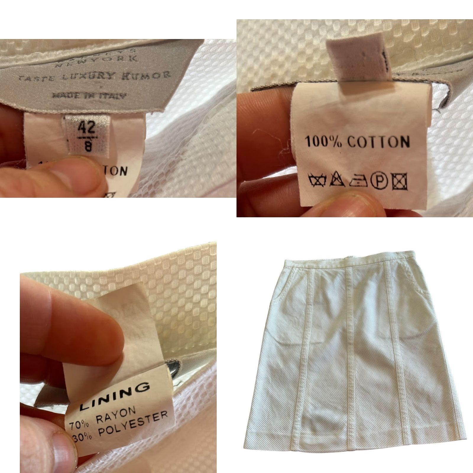 Vintage Barneys New York Women's White Pencile Straight Skirt Sz 8/42 Made In Italy City Knee Length Zipper Lined Size 30" / US 8 / IT 44 - 9 Thumbnail