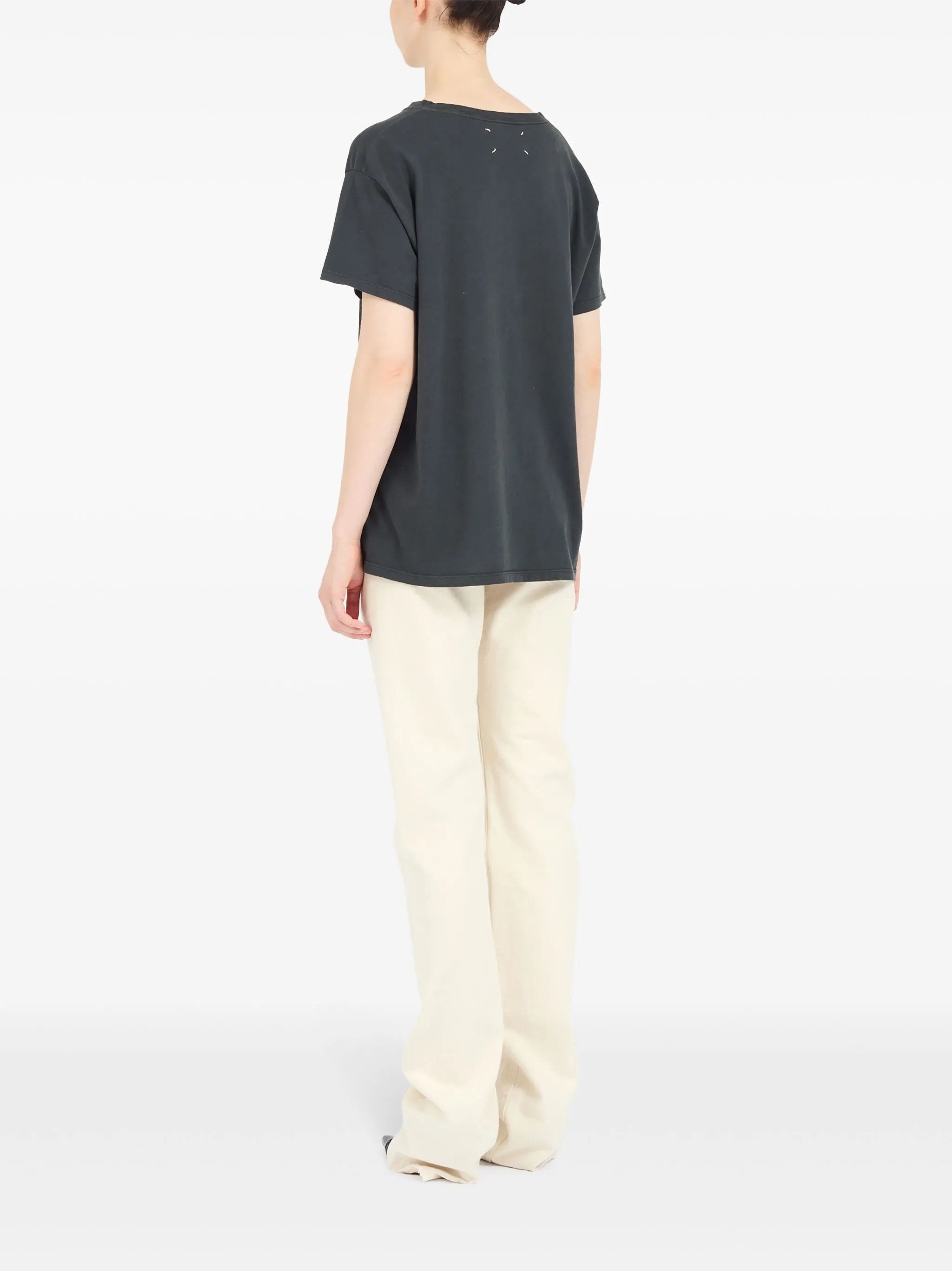 Maison Margiela oc11z0825 Logo-print Cotton T-Shirt in Washed Black Size S / US 4 / IT 40 - 6 Thumbnail