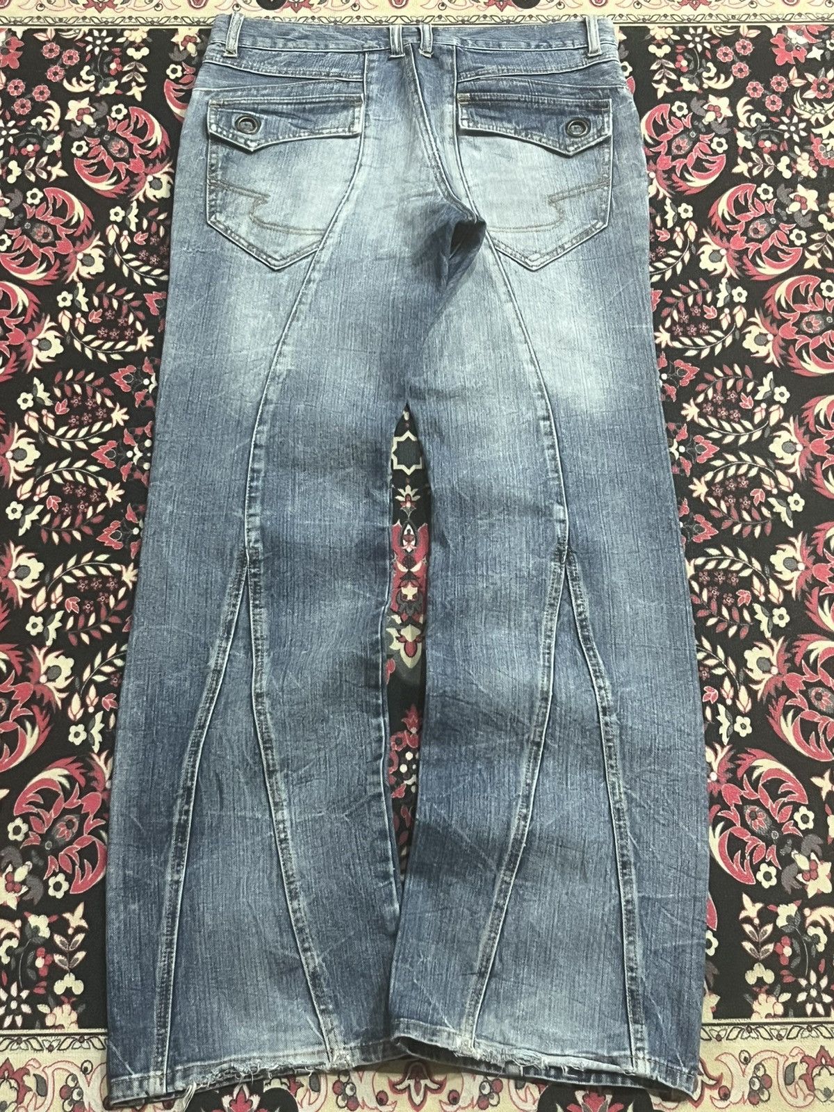 semanticdesign Semantic Design Light Blue Panel Distressed Flare Jeans Size US 32 / EU 48 - 2 Thumbnail
