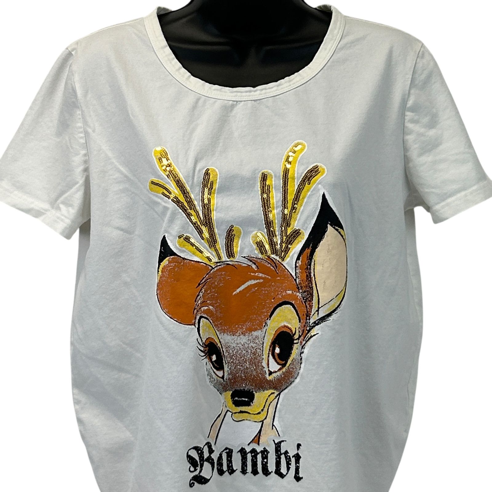 Sugar Bambi T Shirt Walt Disney Movie Sequins White Womens L Size L / US 10 / IT 46 - 1 Thumbnail
