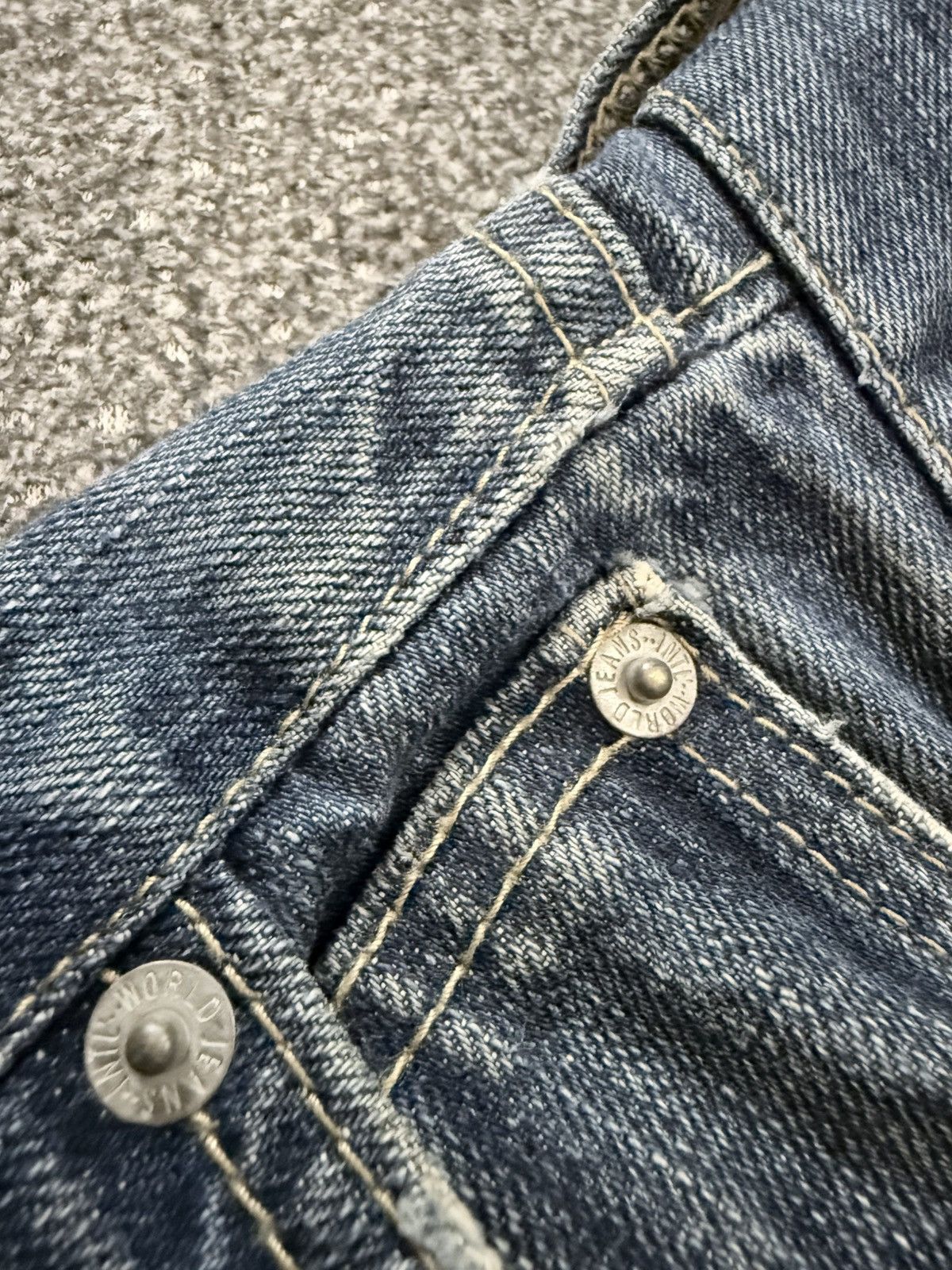 Fashion Victim Vintage 90s Japanese Denim Gu Distressed Size US 34 / EU 50 - 17 Thumbnail