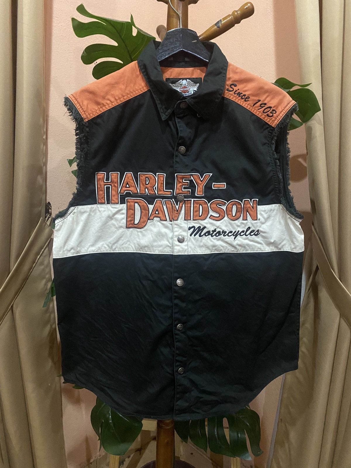 Harley Davidson Vintage 2007 Harley-Davidson Sleeveless Button-Up Vest Size US M / EU 48-50 / 2 - 5 Thumbnail