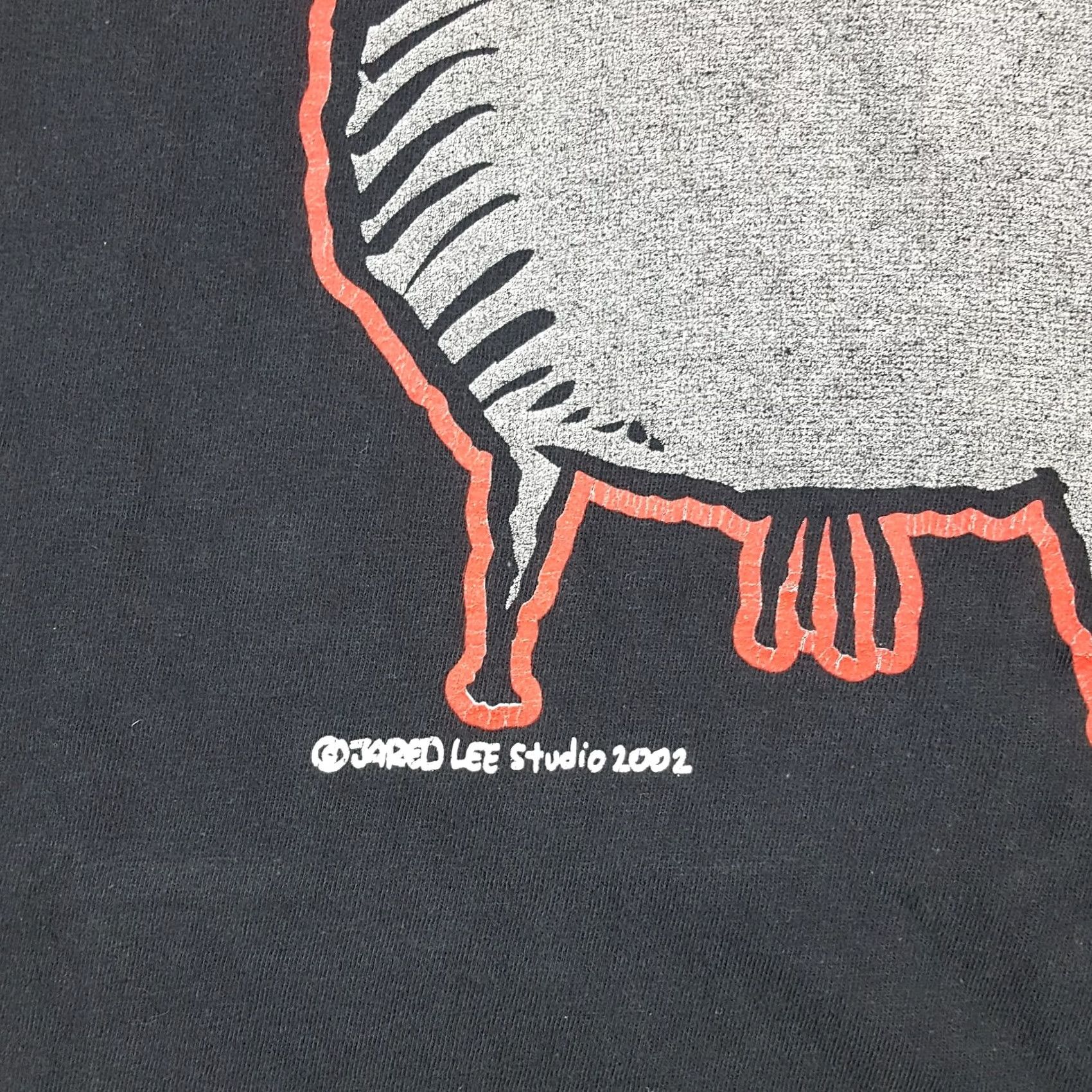 Lee Vintage M&O KNITS T-Shirt Men's XL Black Cotton Short Sleeve Crew Neck 90s Y2K Funny Horse Cartoon Logo Embroidered 00s Vintage Quality Shirt Size US XL / EU 56 / 4 - 5 Thumbnail