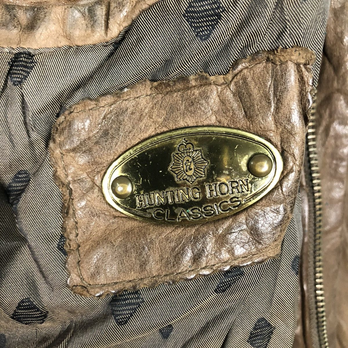 Vintage 🔥VINTAGE BIKER LEATHER JACKET HUNTING HORN ISSEY MIYAKE Size US L / EU 52-54 / 3 - 22 Thumbnail