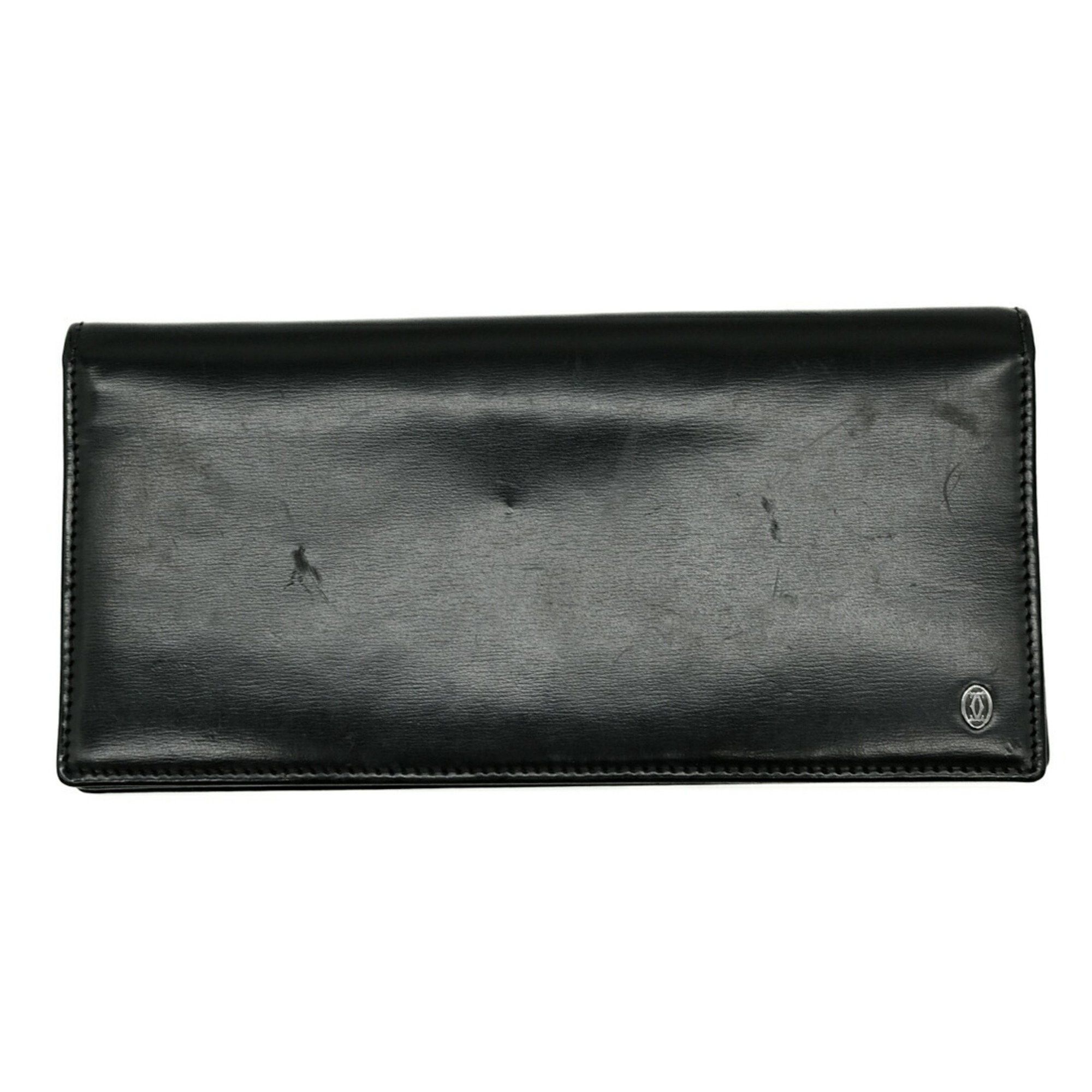 Cartier Pasha Long Wallet Leather Black Men
