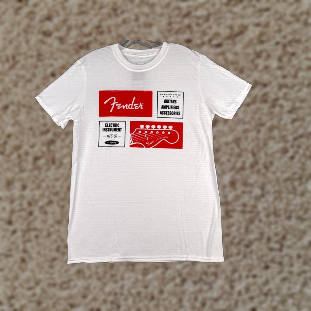 Fender Fender Men's Vintage Guitar T-Shirt 1964 Stratocaster Cotton Short Sleeve Medium White Music Teal Size US M / EU 48-50 / 2 - 1 Thumbnail