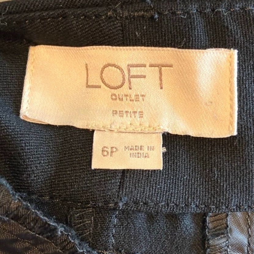 Loft LOFT Outlet Womens Pants Black Petite Mid Rise Stretch 6P Dress Pants Wide-Leg Size 28" / US 6 / IT 42 - 5 Thumbnail