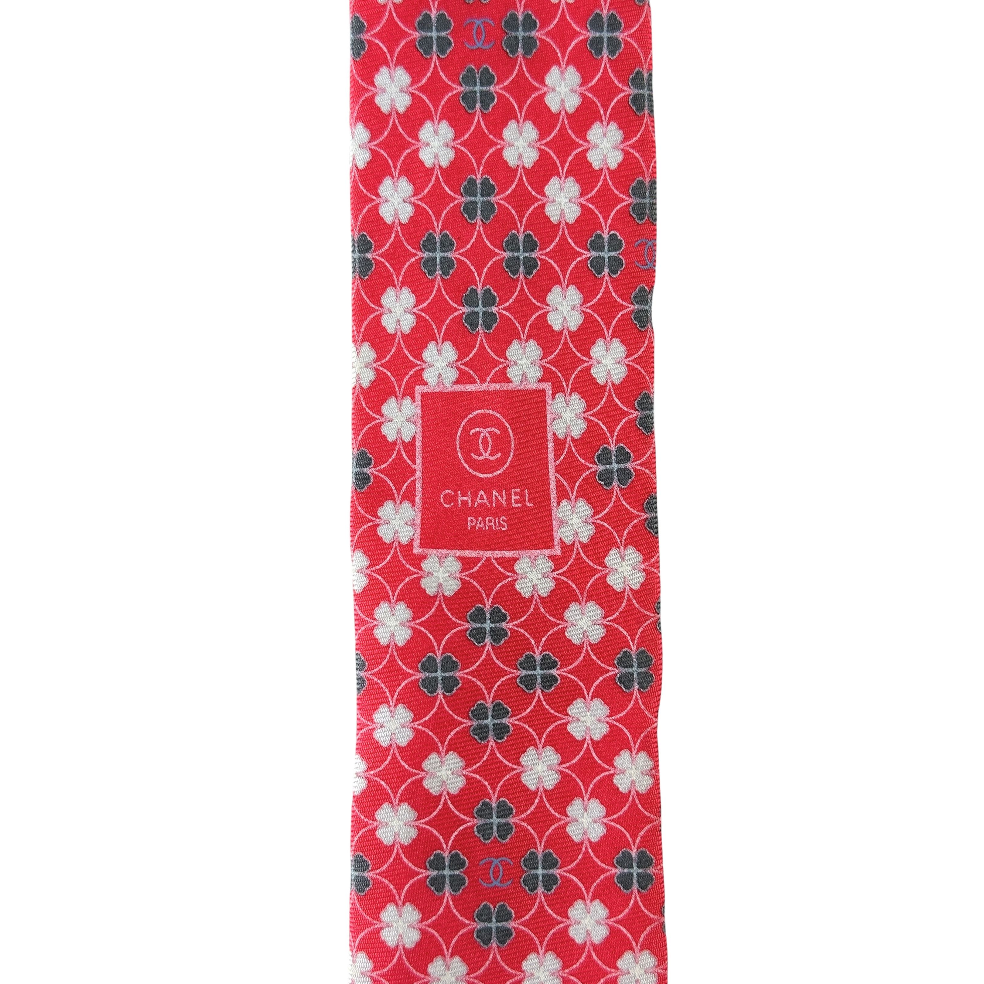 Chanel Silk Tie Pink with Clover leaf Size ONE SIZE - 4 Thumbnail